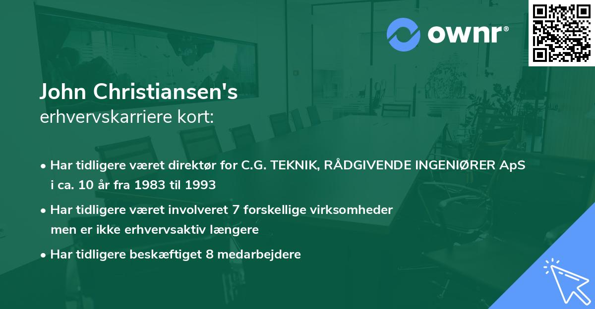 John Christiansen's erhvervskarriere kort