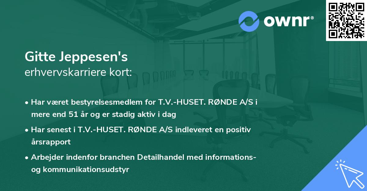 Gitte Jeppesen's erhvervskarriere kort