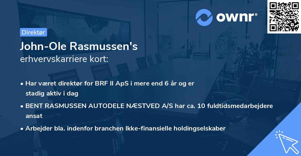John-Ole Rasmussen's erhvervskarriere kort