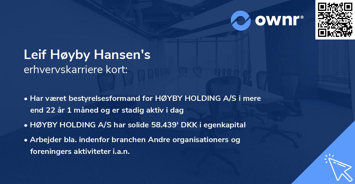 Leif Høyby Hansen's erhvervskarriere kort