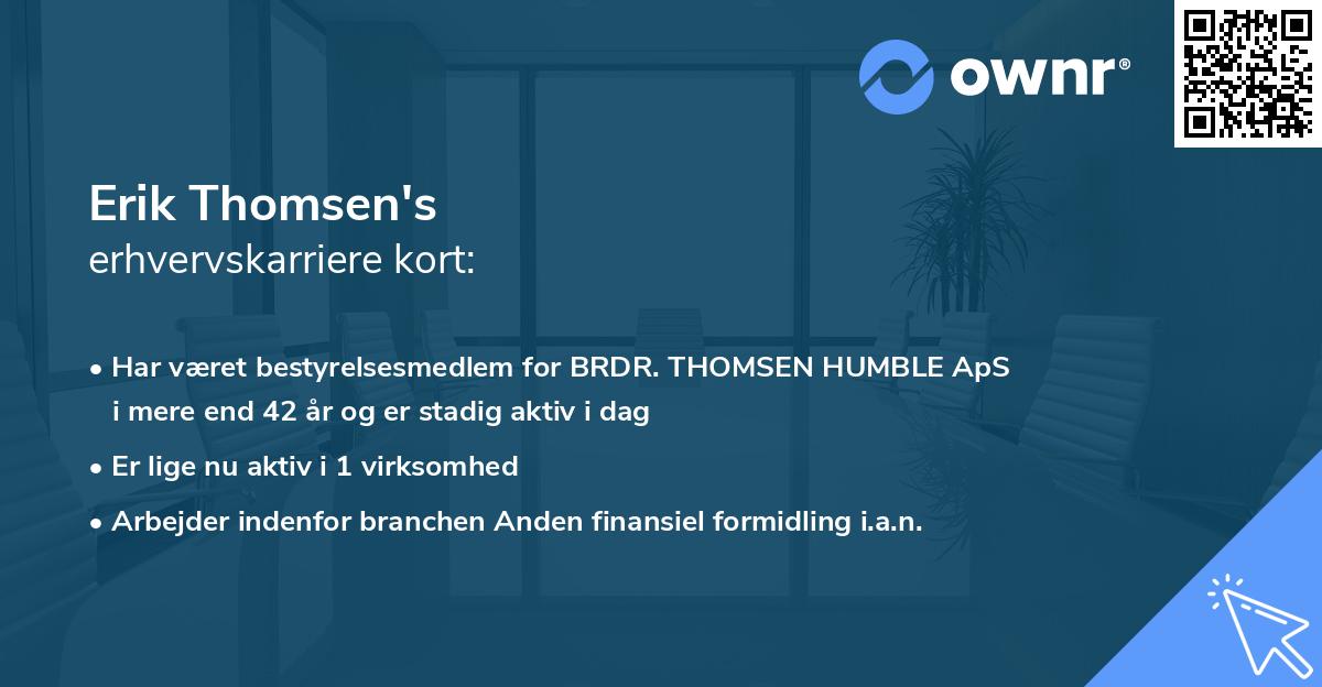 Erik Thomsen's erhvervskarriere kort