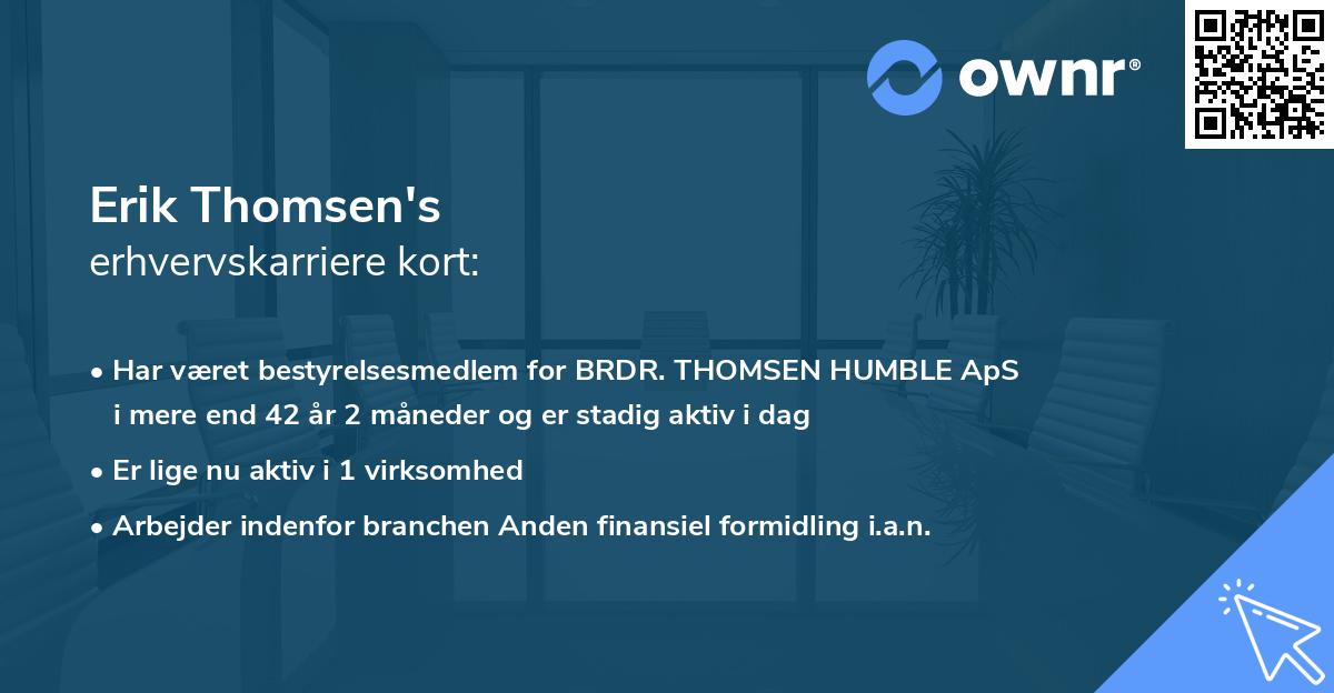 Erik Thomsen's erhvervskarriere kort
