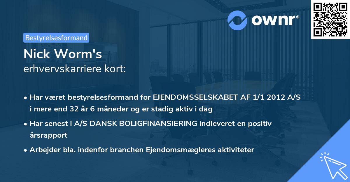 Nick Worm's erhvervskarriere kort