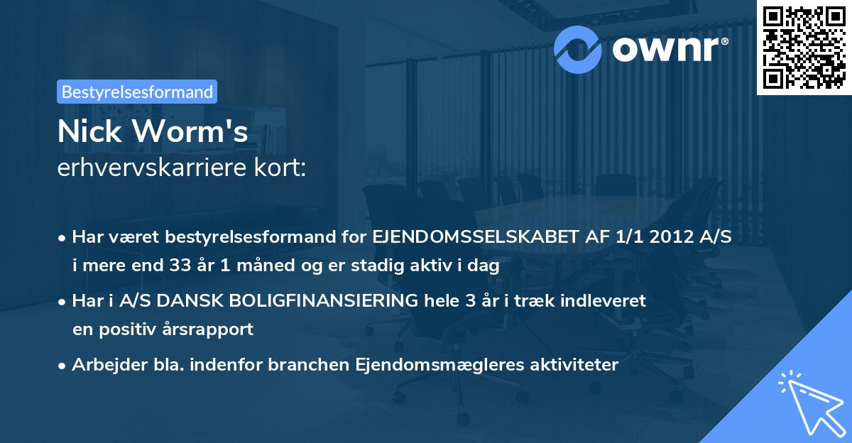 Nick Worm's erhvervskarriere kort