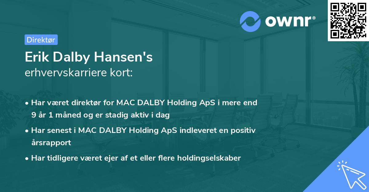 Erik Dalby Hansen's erhvervskarriere kort