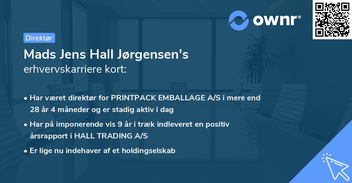 Mads Jens Hall Jørgensen's erhvervskarriere kort