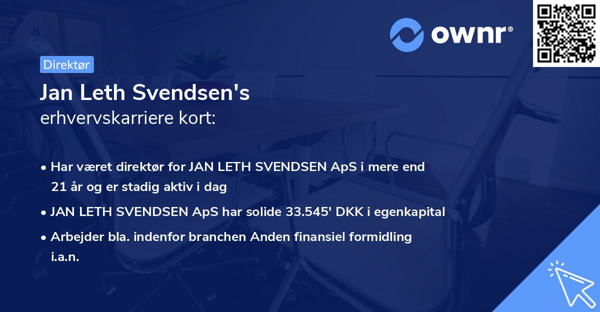 Jan Leth Svendsen's erhvervskarriere kort