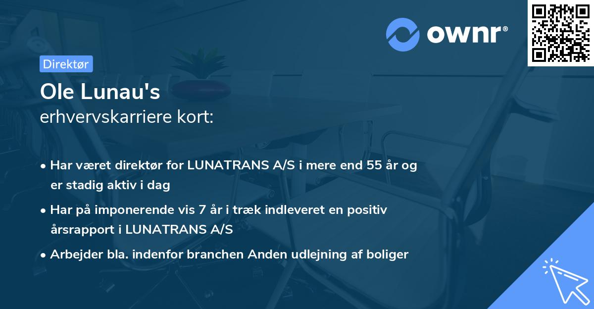 Ole Lunau's erhvervskarriere kort