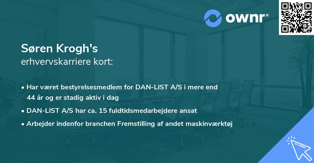 Søren Krogh's erhvervskarriere kort