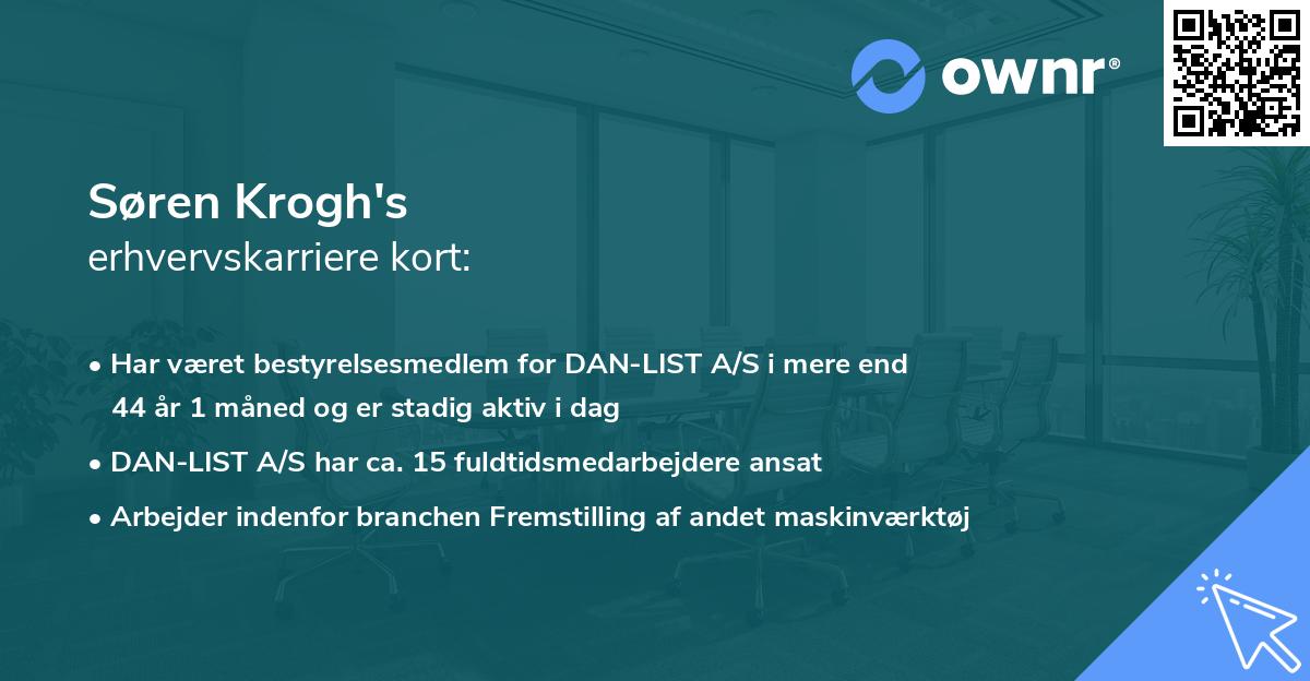 Søren Krogh's erhvervskarriere kort