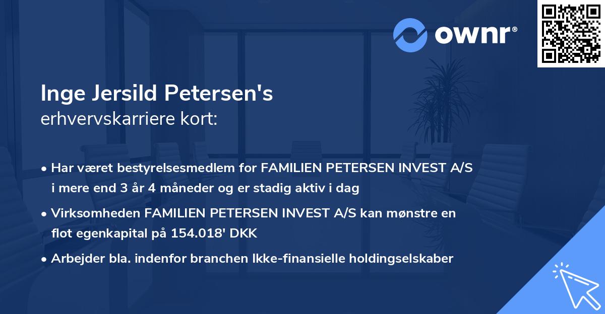 Inge Jersild Petersen's erhvervskarriere kort