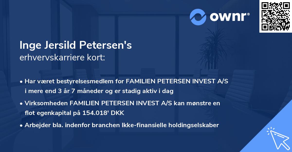 Inge Jersild Petersen's erhvervskarriere kort