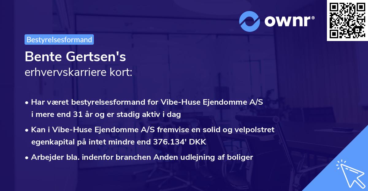 Bente Gertsen's erhvervskarriere kort