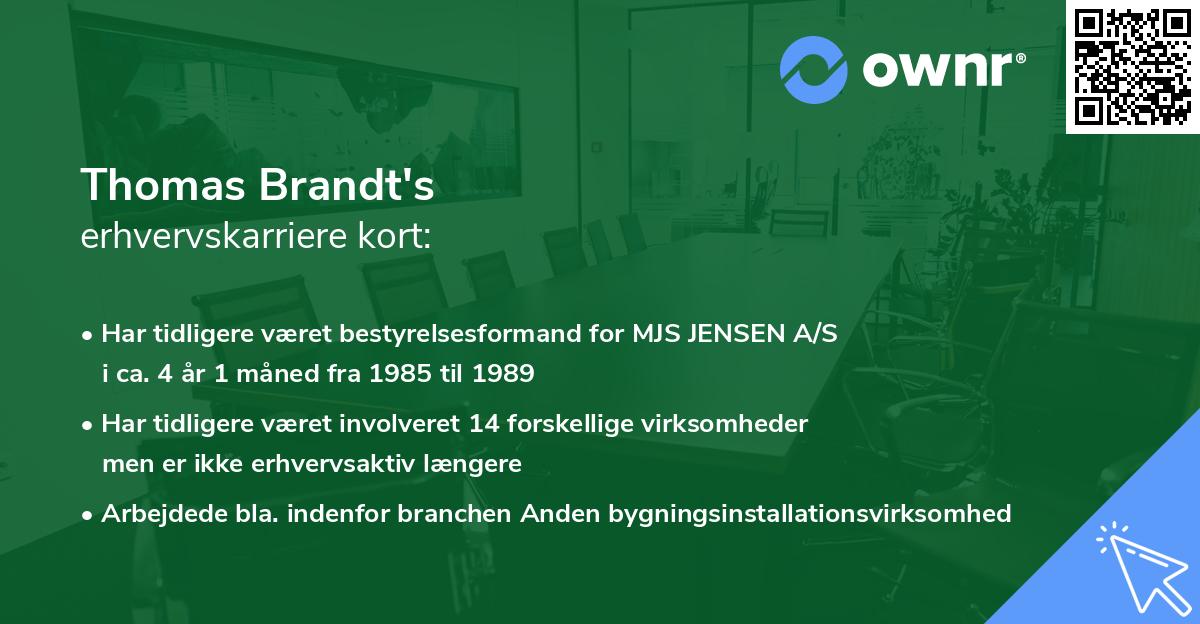 Thomas Brandt's erhvervskarriere kort