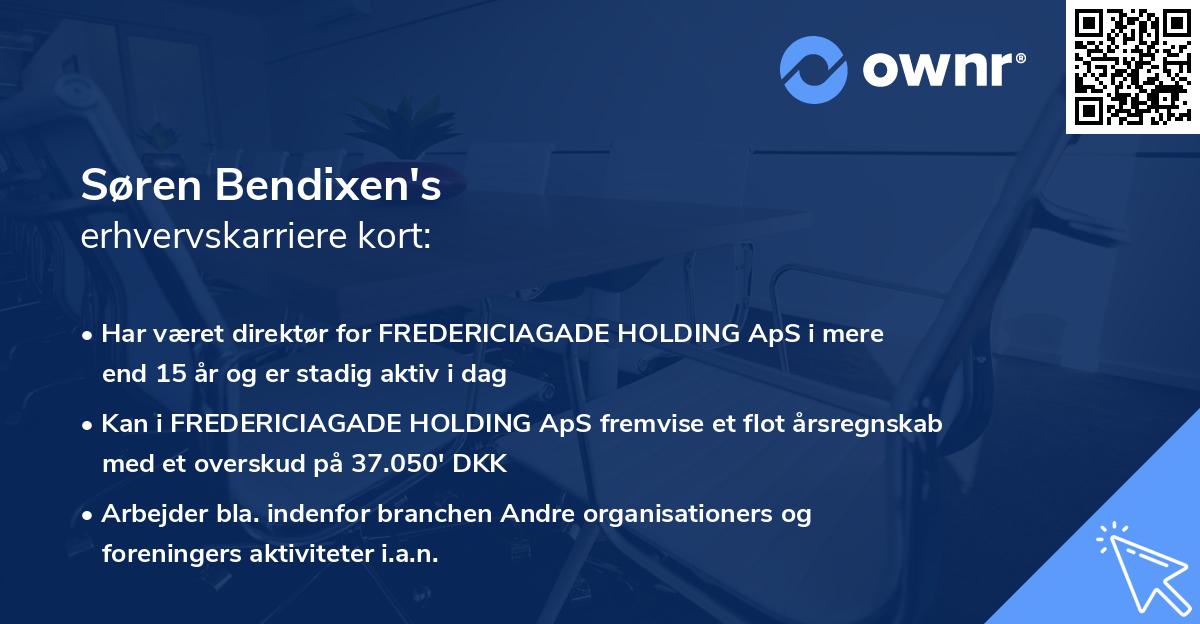 Søren Bendixen's erhvervskarriere kort