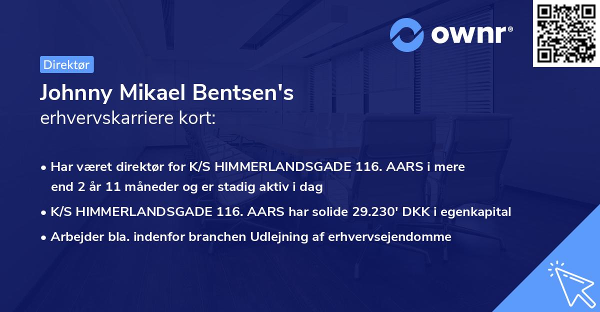 Johnny Mikael Bentsen's erhvervskarriere kort