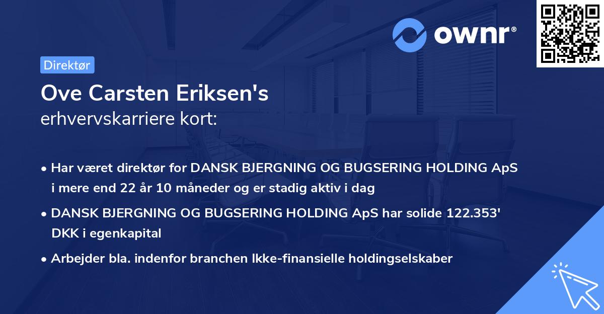 Ove Carsten Eriksen's erhvervskarriere kort