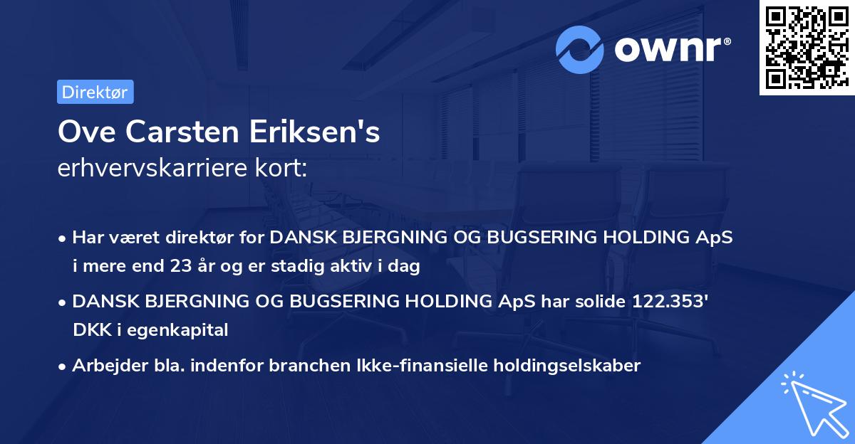 Ove Carsten Eriksen's erhvervskarriere kort