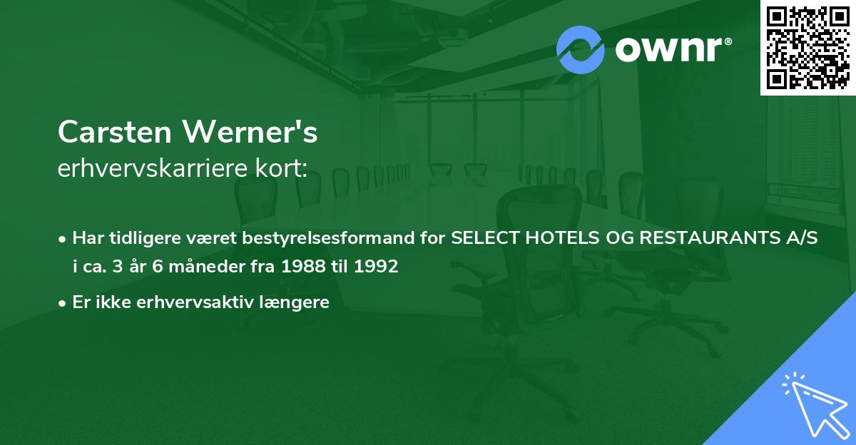 Carsten Werner's erhvervskarriere kort
