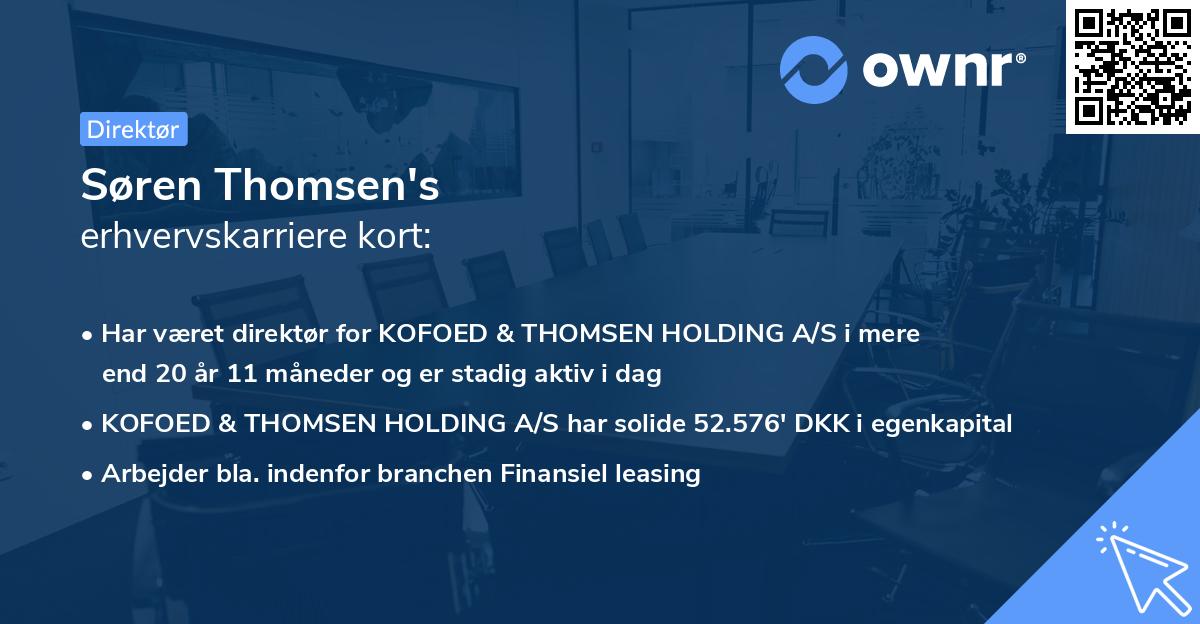 Søren Thomsen's erhvervskarriere kort