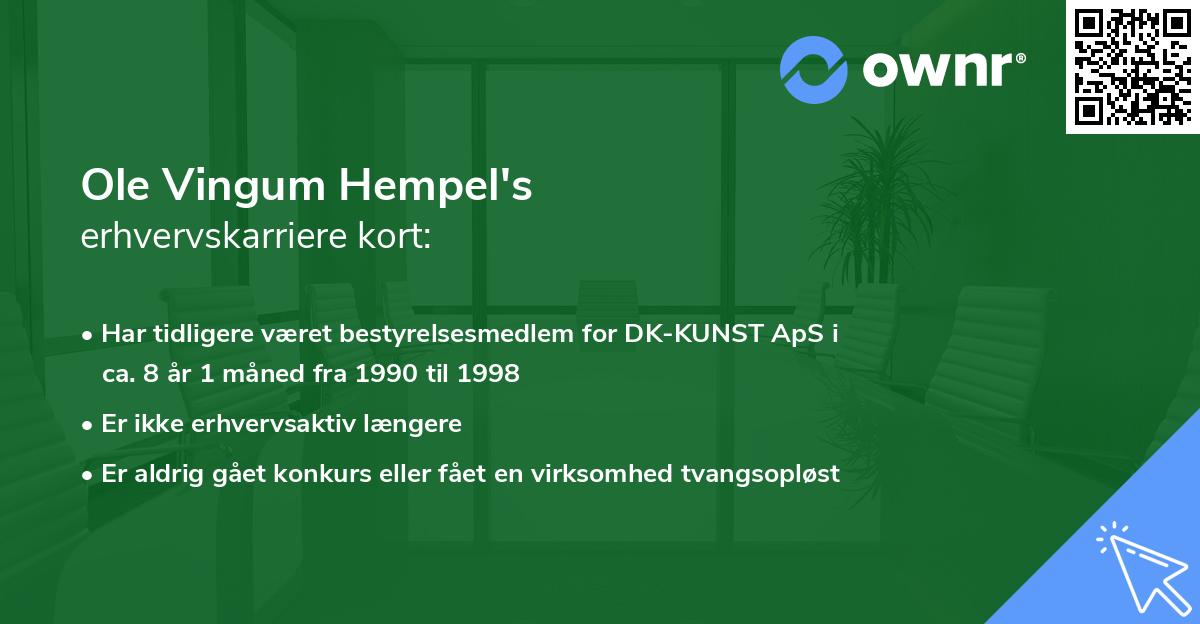 Ole Vingum Hempel's erhvervskarriere kort