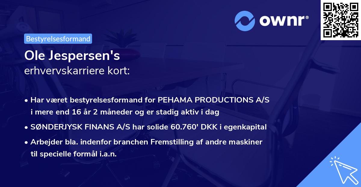 Ole Jespersen's erhvervskarriere kort