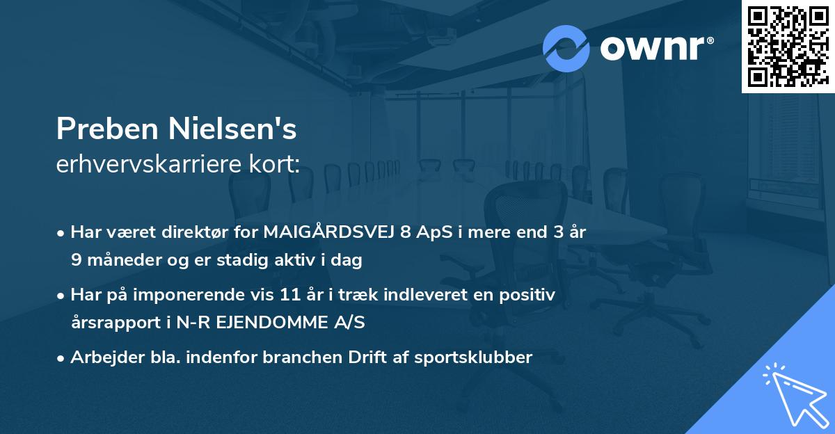 Preben Nielsen's erhvervskarriere kort
