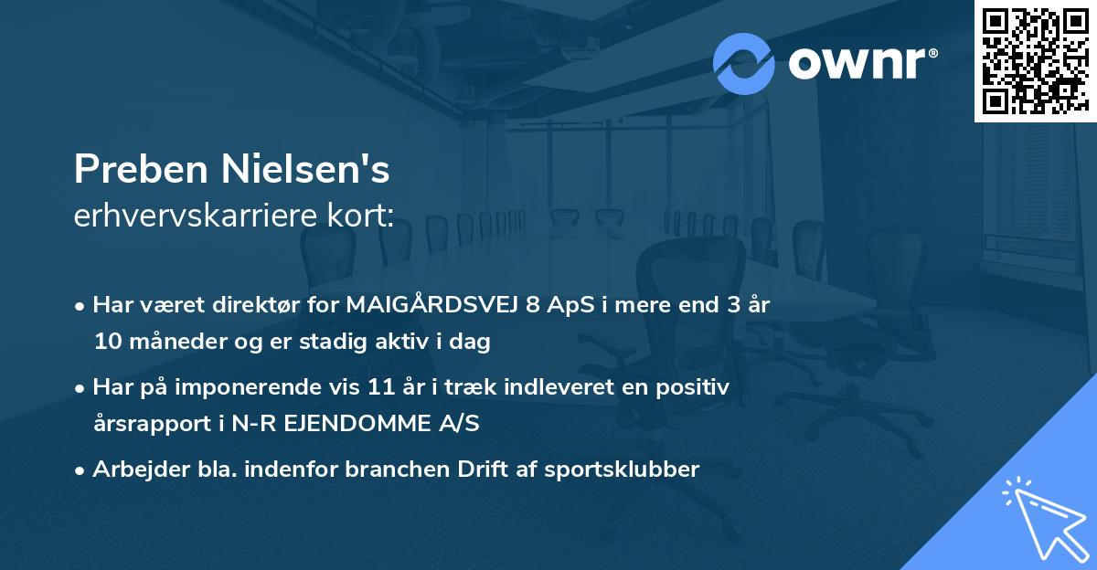 Preben Nielsen's erhvervskarriere kort
