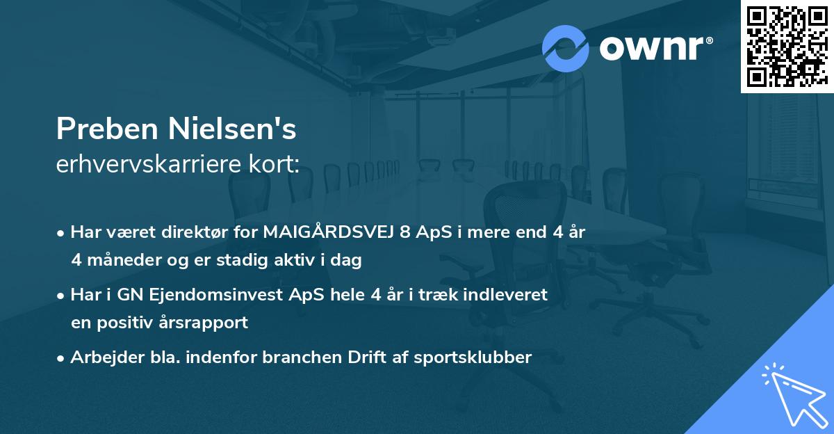 Preben Nielsen's erhvervskarriere kort