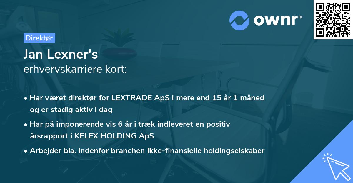 Jan Lexner's erhvervskarriere kort
