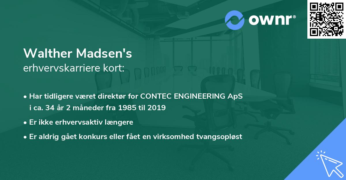 Walther Madsen's erhvervskarriere kort