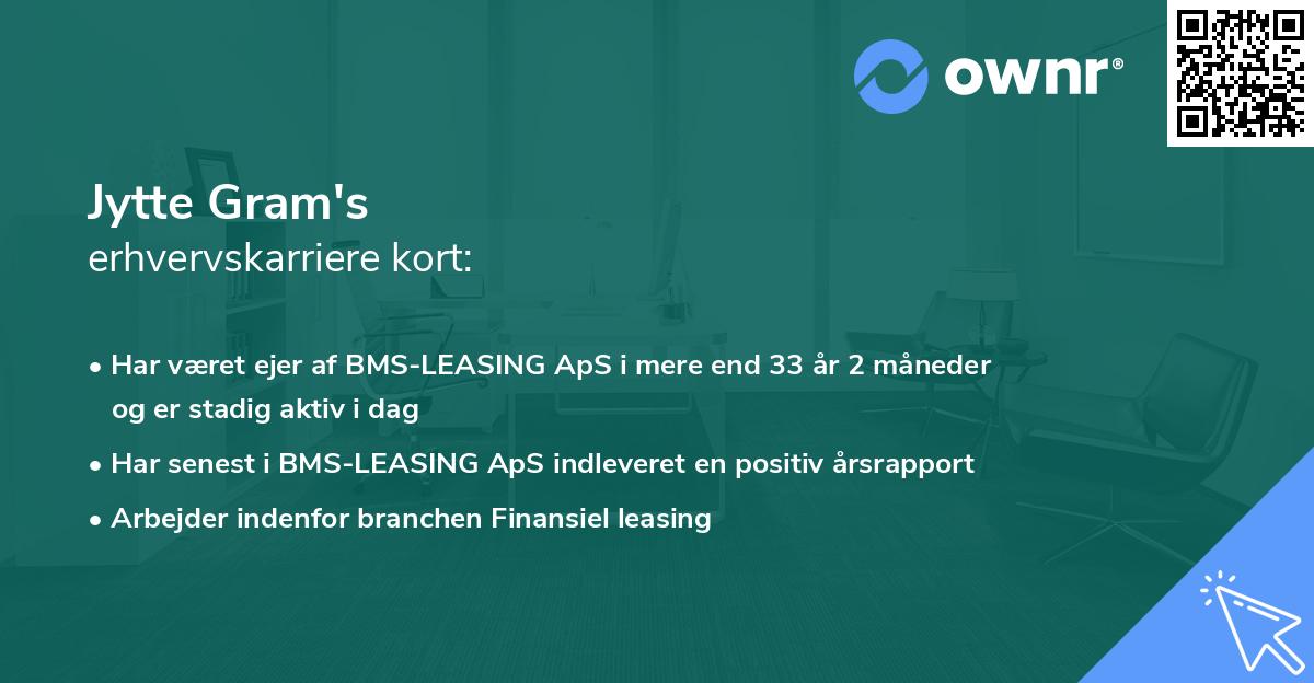 Jytte Gram's erhvervskarriere kort