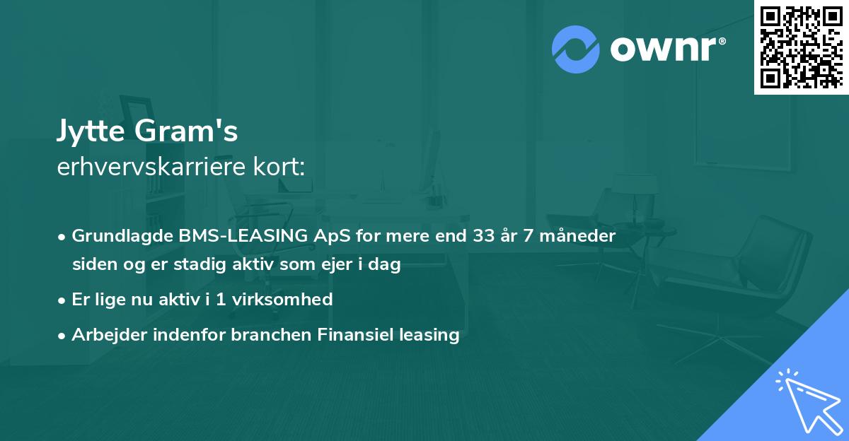 Jytte Gram's erhvervskarriere kort