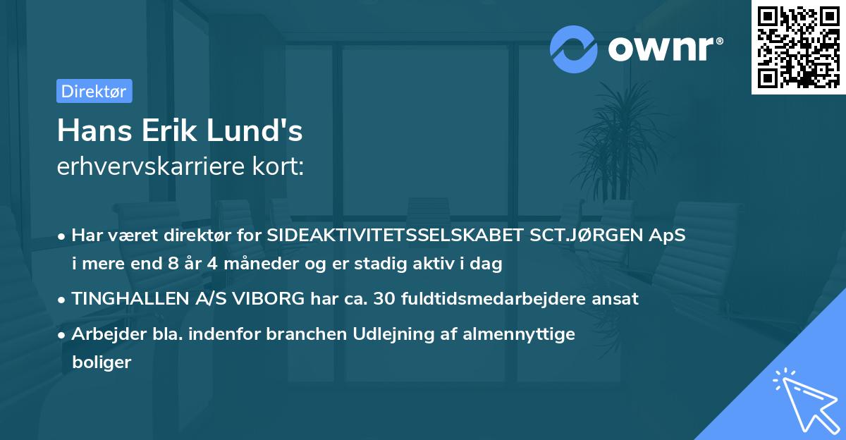 Hans Erik Lund's erhvervskarriere kort