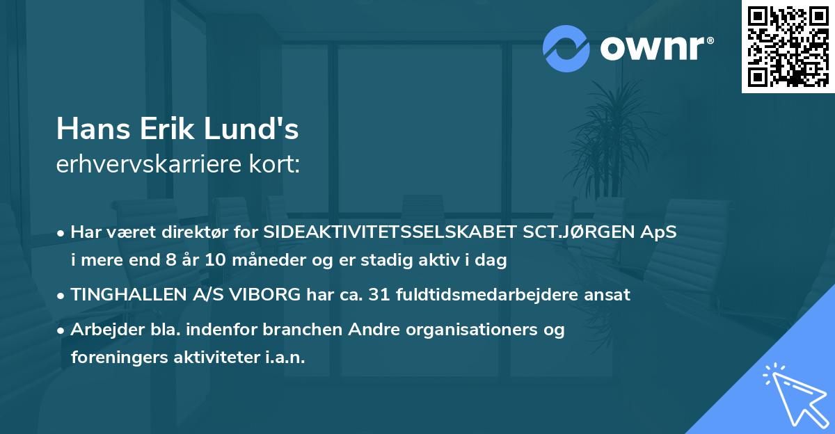Hans Erik Lund's erhvervskarriere kort