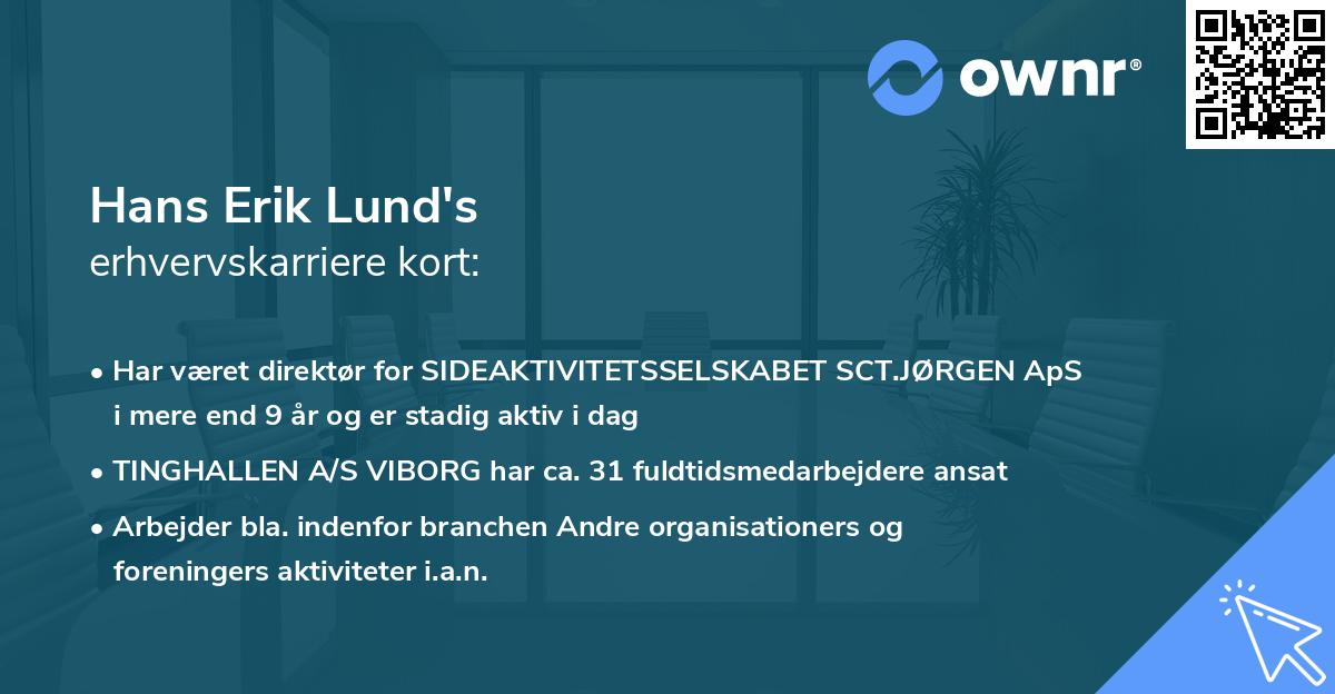 Hans Erik Lund's erhvervskarriere kort