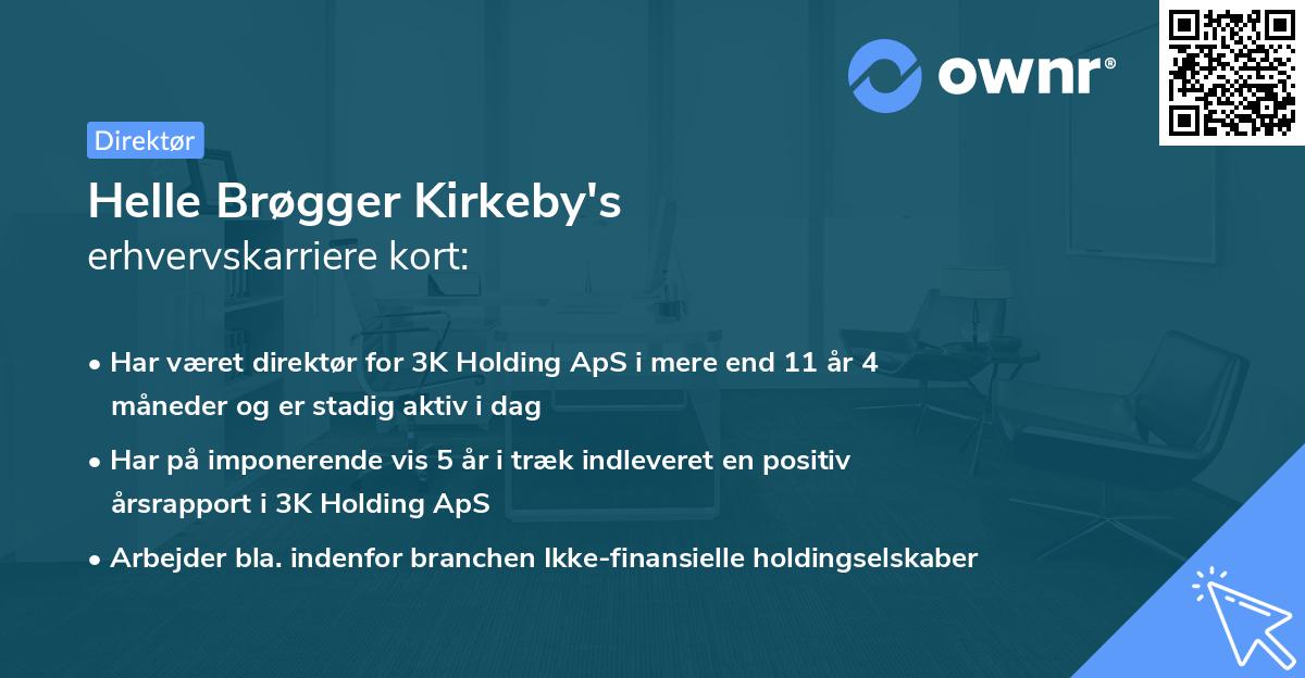 Helle Brøgger Kirkeby's erhvervskarriere kort