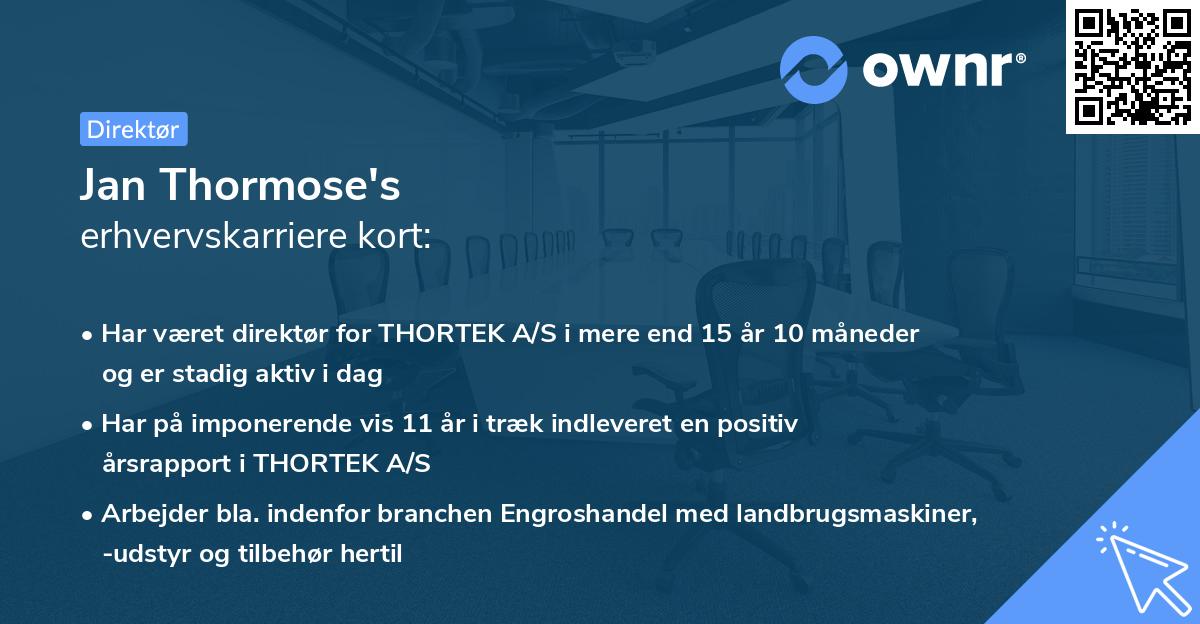 Jan Thormose's erhvervskarriere kort