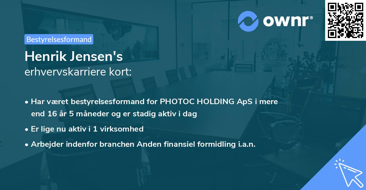 Henrik Jensen's erhvervskarriere kort