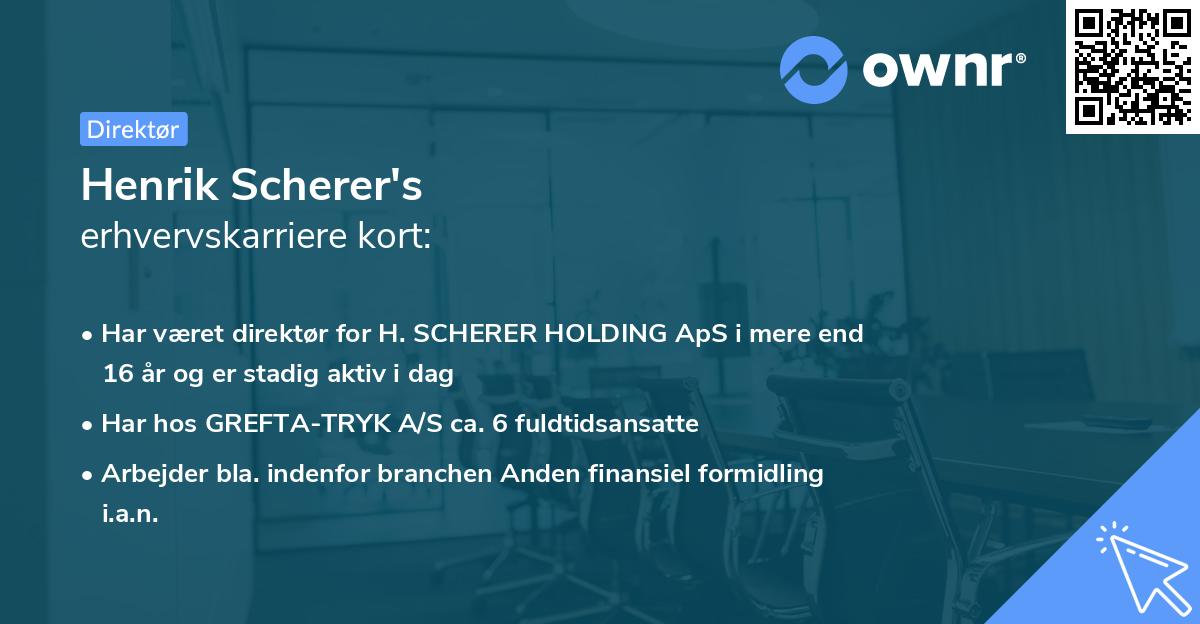 Henrik Scherer's erhvervskarriere kort