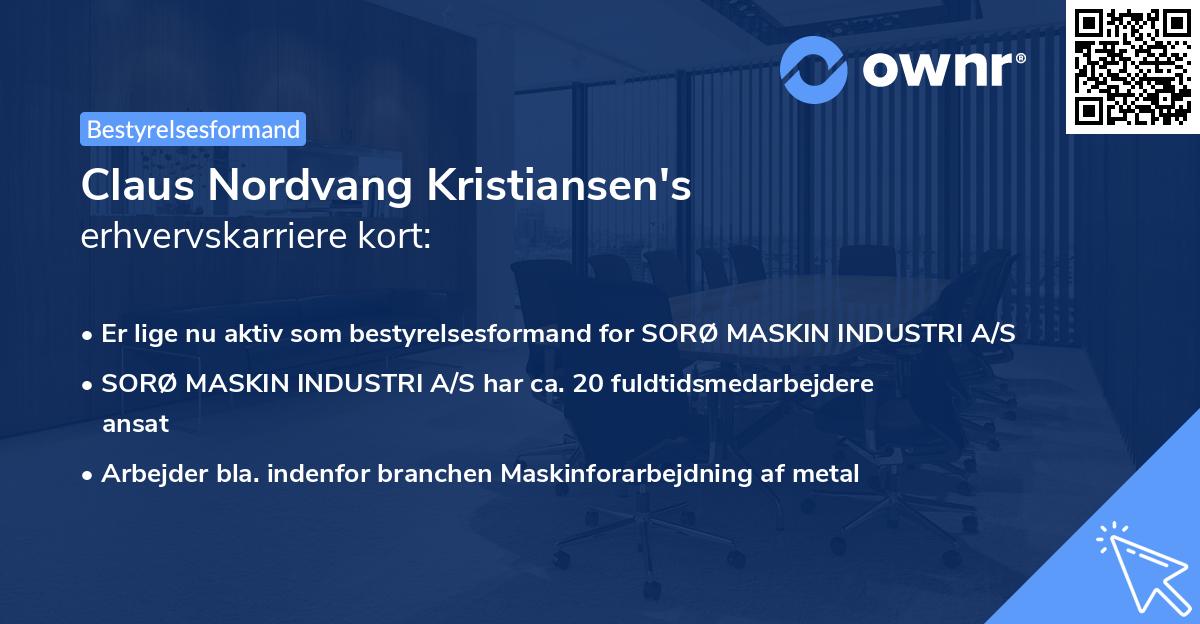 Claus Nordvang Kristiansen's erhvervskarriere kort