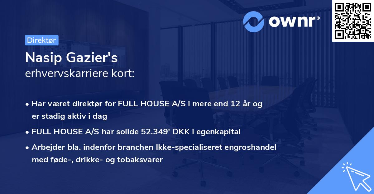 Nasip Gazier's erhvervskarriere kort