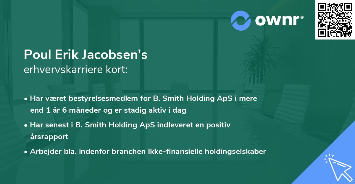 Poul Erik Jacobsen's erhvervskarriere kort