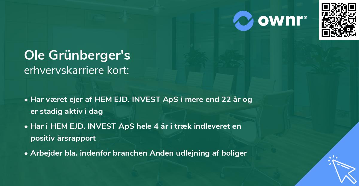 Ole Grünberger's erhvervskarriere kort