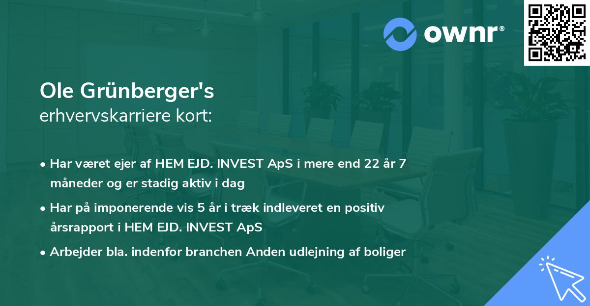 Ole Grünberger's erhvervskarriere kort