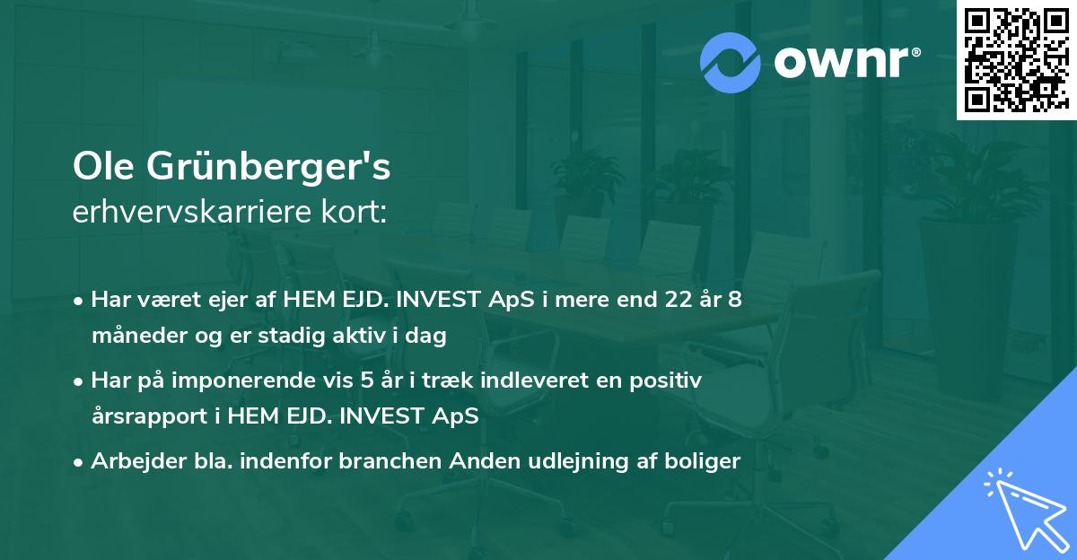Ole Grünberger's erhvervskarriere kort
