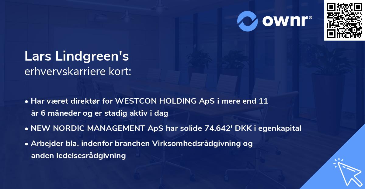 Lars Lindgreen's erhvervskarriere kort