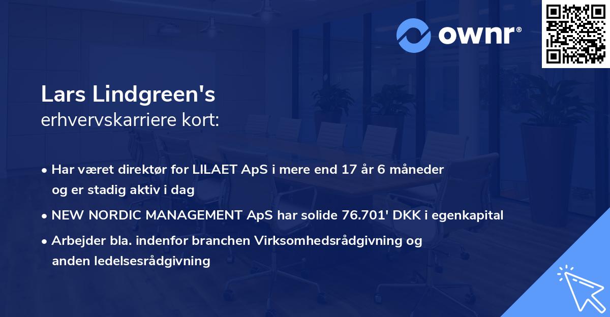Lars Lindgreen's erhvervskarriere kort