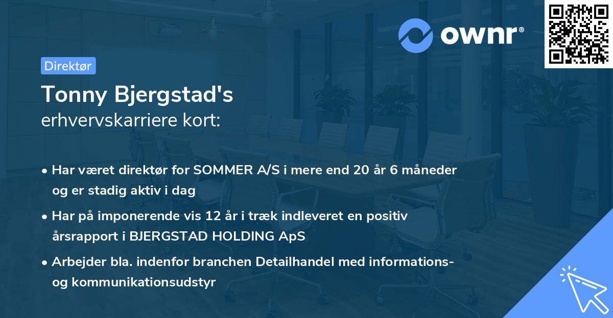 Tonny Bjergstad's erhvervskarriere kort