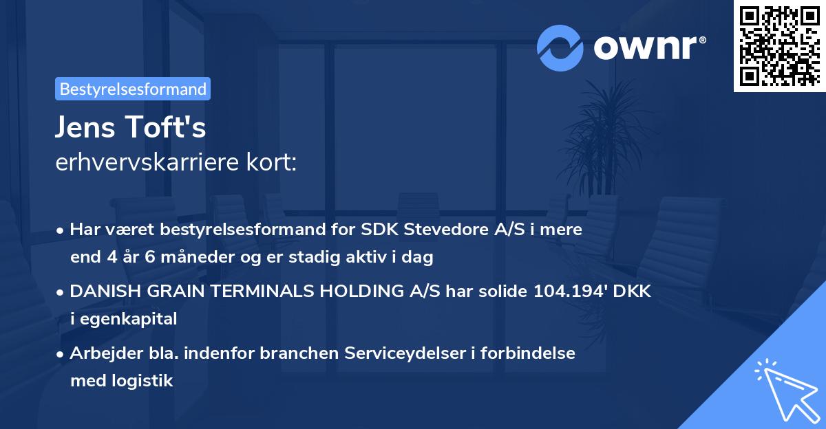 Jens Toft's erhvervskarriere kort